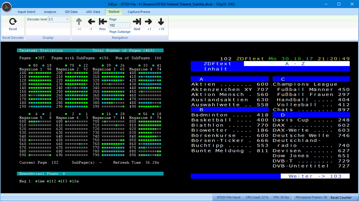 Teletext in the SdEye GUI