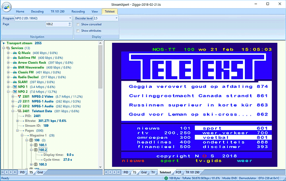 Teletext in the StreamXpert GUI