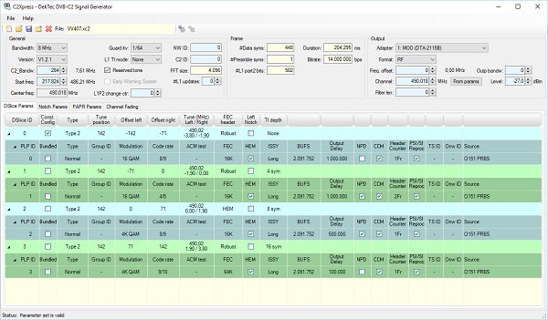 DTC-379-C2 - DVB-C2 Signal Generator Software